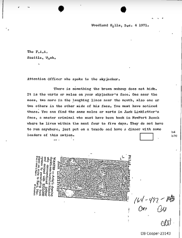 D. B. Cooper Identified: Letters and Documents – Zodiac Killer Identified